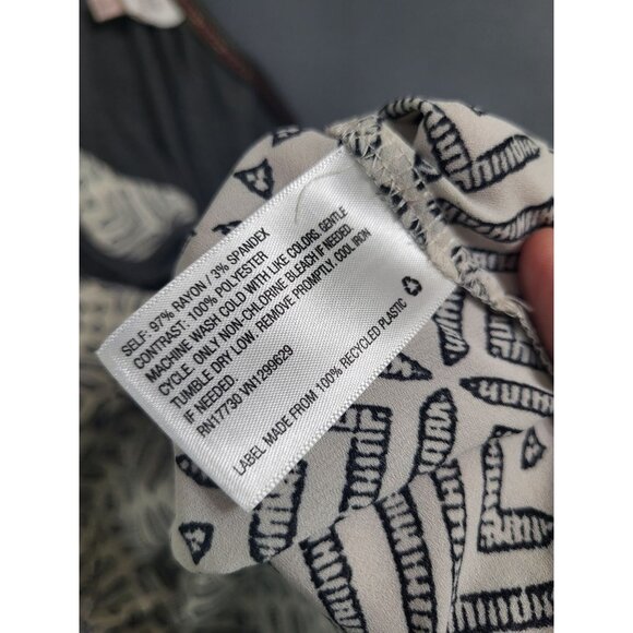 KNOX ROSE Women's SZ LG Short Sleeve Geometric Print Blouse Cream Gray - Picture 9 of 9